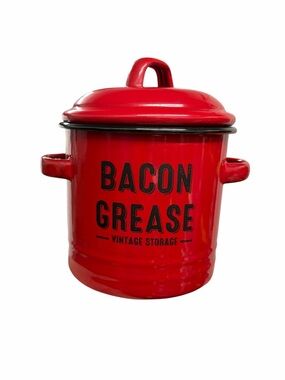 Red Bacon Grease Storage Canister - Vintage Style